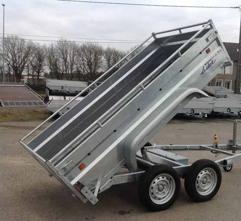 Remolque basculante de alta resistencia Lider, PTAC 1500 kg, ejes dobles con freno