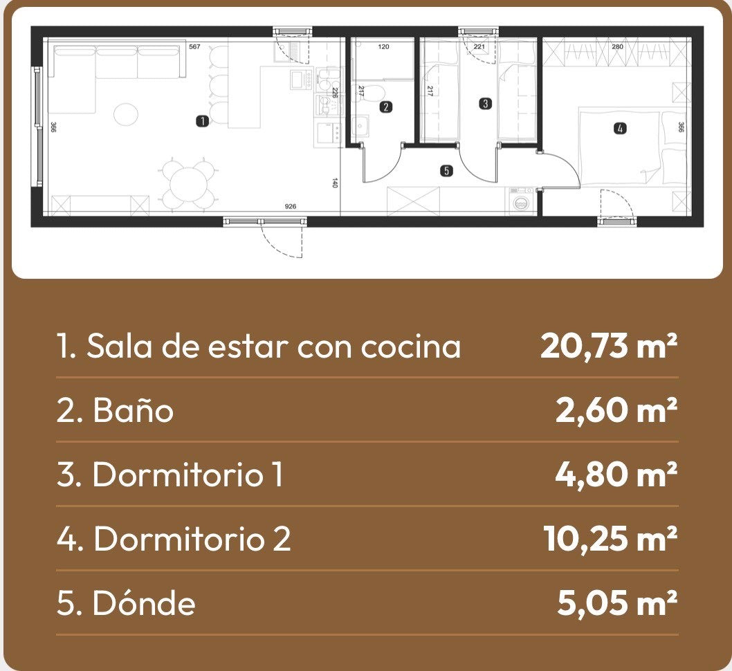 Casa móvil emerald 12,90 x 4,13 mt