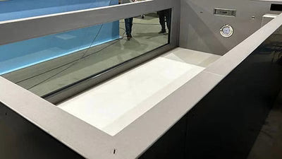 Piscina de polipropileno de 6,5mx2,5m con ventana de 4m