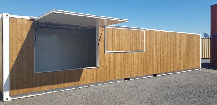 Barra contenedora de madera reforzada de 40 pies para almacenamiento industrial