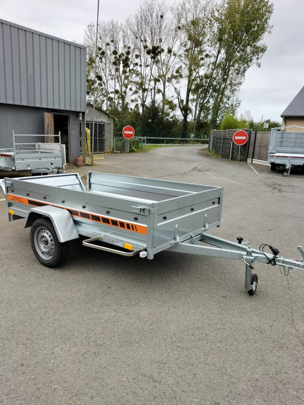 Remolque de carga BOG723 de 1 eje 233 x 132 cm – Chasis reforzado galvanizado en caliente, 500/750 kg