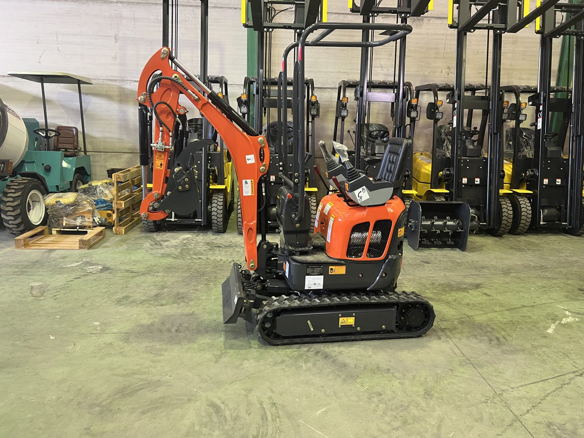 Mini excavadora de 1200 kg con motor Kubota de 3 cilindros y orugas retráctiles de 74 cm