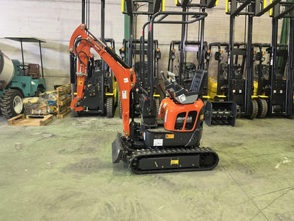 Mini excavadora de 1200 kg con motor Kubota de 3 cilindros y orugas retráctiles de 74 cm