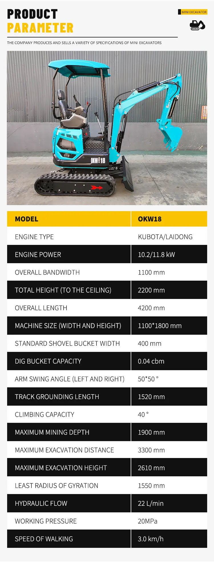 Mini-Excavadora de Orugas en Venta 1.8