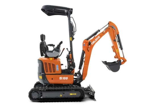 Miniexcavadora compacta 1 ton, motor Kubota 3 cilindros diésel, giro cero